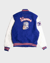Load image into Gallery viewer, SPARTANS BLUE/WHITE LEATHER OVERSIZED FIT LONG SLEEVES VARSITY JACKET BACK
