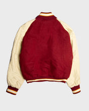 Load image into Gallery viewer, &#39;90s Red Leather Oversized Long Sleeved Varsity Jacket back
