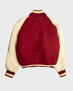 '90s Red Leather Oversized Long Sleeved Varsity Jacket back
