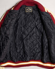 Load image into Gallery viewer, &#39;90s Red Leather Oversized Long Sleeved Varsity Jacket inside
