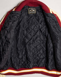 '90s Red Leather Oversized Long Sleeved Varsity Jacket inside