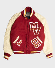 Load image into Gallery viewer, &#39;90s Red Leather Oversized Long Sleeved Varsity Jacket
