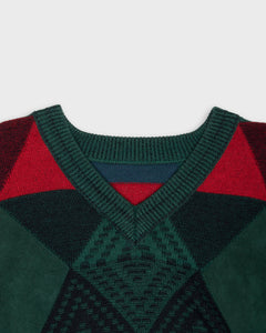 Triangle print green red '80s jumper