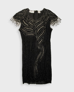 80's black and silver sequin party dress
