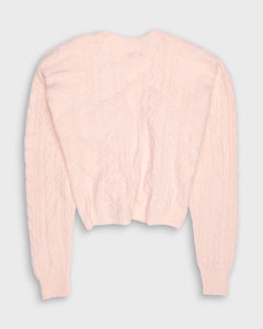 Peach pink '80s cropped wool buttoned cardigan