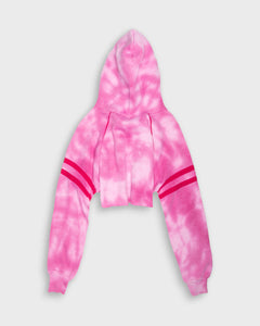 Hot pink '90s cropped tie-dye long sleeve hoodie