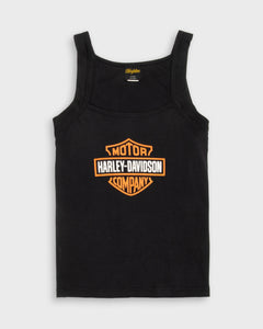 Harley Davidson spellout black vest top