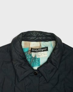 Salvatore Ferragamo quilted navy silk jacket
