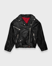 Load image into Gallery viewer, 80&#39;S/90&#39;S BLACK LEATHER BIKER JACKET
