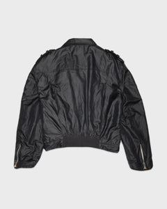 Black waterproof cropped biker jacket