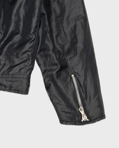 Black waterproof cropped biker jacket