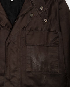 Emporio Armani brown multi pocket high neck long coat