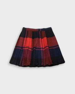 Buttoned tartan pleated skirt