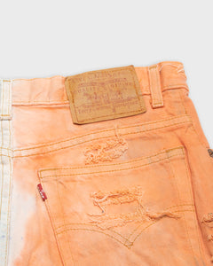 '90s Levi's bicolour tie-dye ripped denim shorts