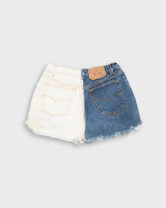 '70s Levi's bicolour bleached ripped denim shorts