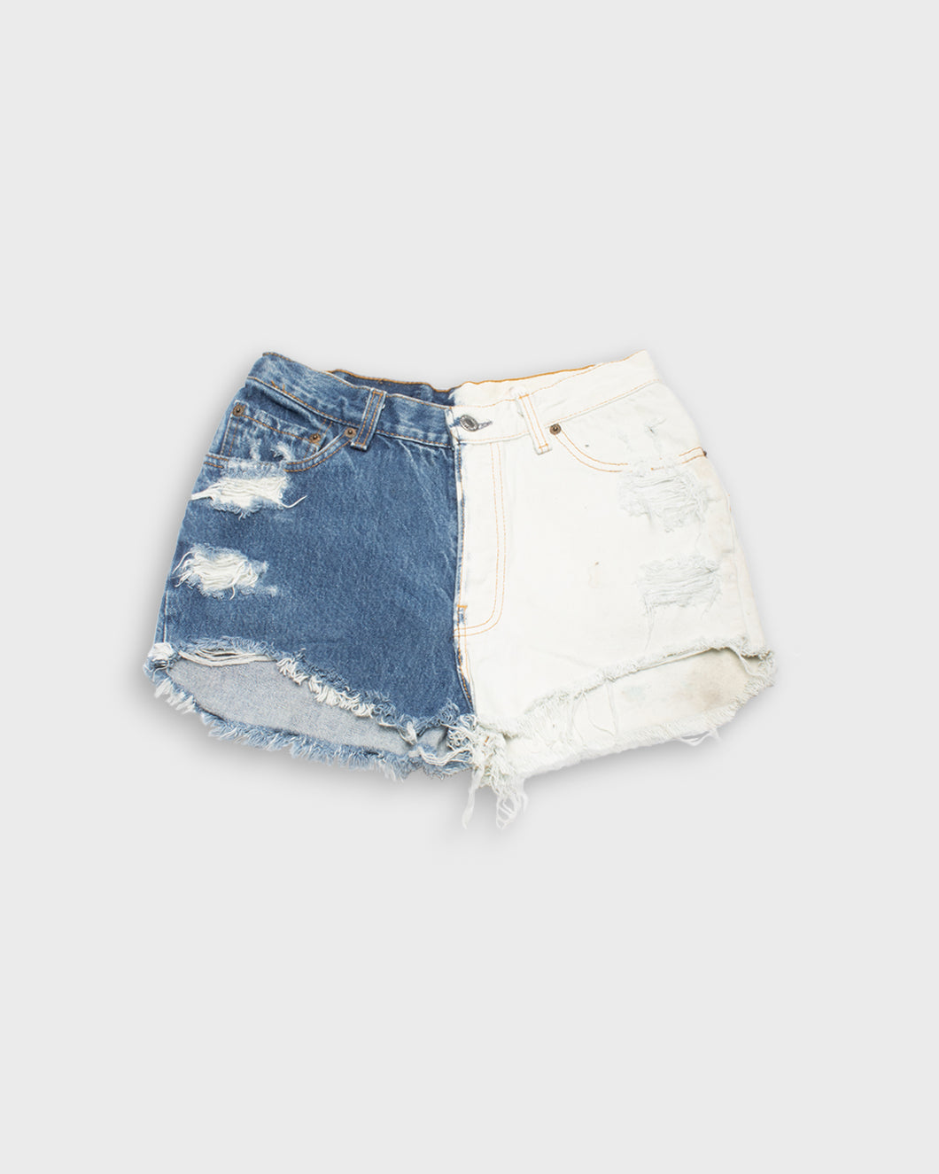 '70s Levi's bicolour bleached ripped denim shorts