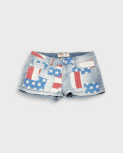 Load image into Gallery viewer, US flag patchwork denim shorts
