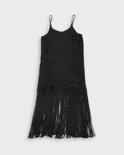 Load image into Gallery viewer, Pinko black fringed &#39;90s slip dress
