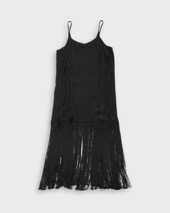 Pinko black fringed '90s slip dress