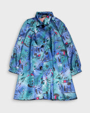 Load image into Gallery viewer, &#39;80s abstract pattern blue satin coat
