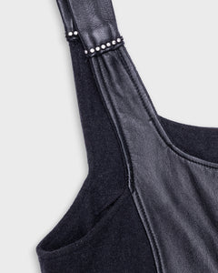 '90s black leather panelled bodycon dress