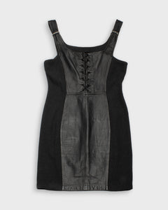 '90s black leather panelled bodycon dress