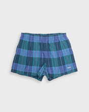 Load image into Gallery viewer, Blue tartan adidas sports/swim shorts

