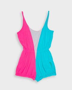 Blue and pink '80s romper