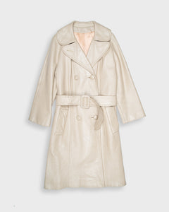 Cream leather trench coat