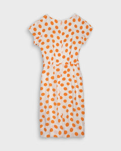 Off white dress with orange polka dot print