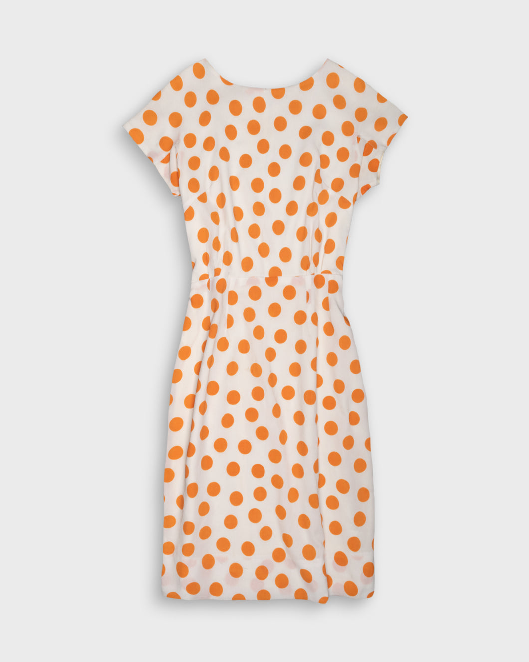Off white dress with orange polka dot print
