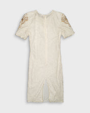 Load image into Gallery viewer, Cream embroidered short sleeve dress

