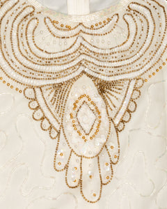 Cream embroidered short sleeve dress