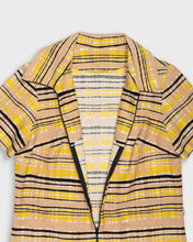 Load image into Gallery viewer, Abstract stripped &#39;70s zip yellow beige dress
