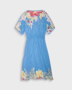 Blue floral semi transparent dress