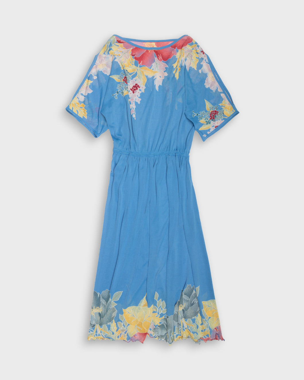 Blue floral semi transparent dress