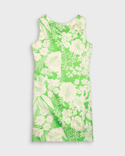 Load image into Gallery viewer, Green and beige floral silk dress
