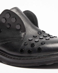 Cult black leather studded slip-on shoes