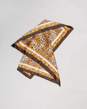 Load image into Gallery viewer, LEOPARD PRINT BROWN/GOLD SQUARE SCARF
