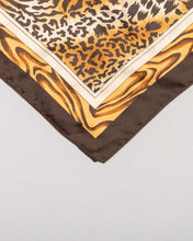 Load image into Gallery viewer, LEOPARD PRINT BROWN/GOLD SQUARE SCARF
