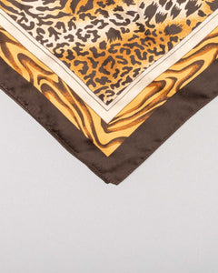 LEOPARD PRINT BROWN/GOLD SQUARE SCARF