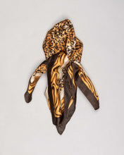 Load image into Gallery viewer, LEOPARD PRINT BROWN/GOLD SQUARE SCARF
