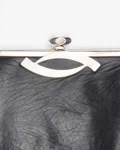 Black leather thin strap shoulder bag