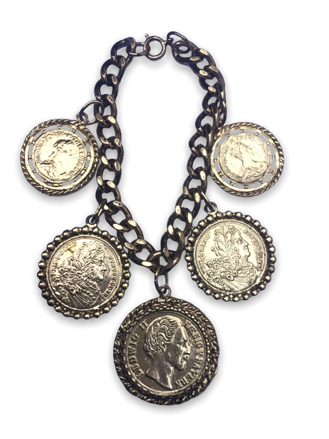 Gold Coin Pendant Chain Bracelet