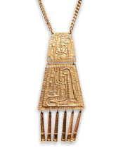Load image into Gallery viewer, Gold Aztec Style Statement Necklace
