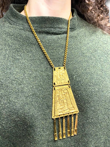 Gold Aztec Style Statement Necklace