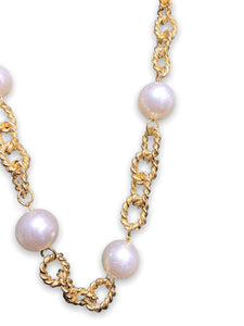Gold pearl statement necklace