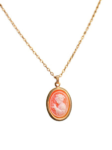 Classic oval cameo gold chain necklace