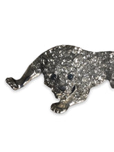 Load image into Gallery viewer, Silver tiger white crystal brooch
