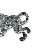 Load image into Gallery viewer, Silver tiger white and black crystal brooch
